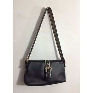 The SAK Black Leather Baguette Shoulder Purse Handbag Y2K Strap